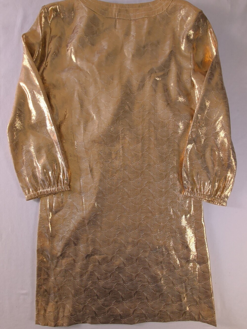 Tory Burch Gold Metallic Shift Dress Size 10 - Picture 7 of 9